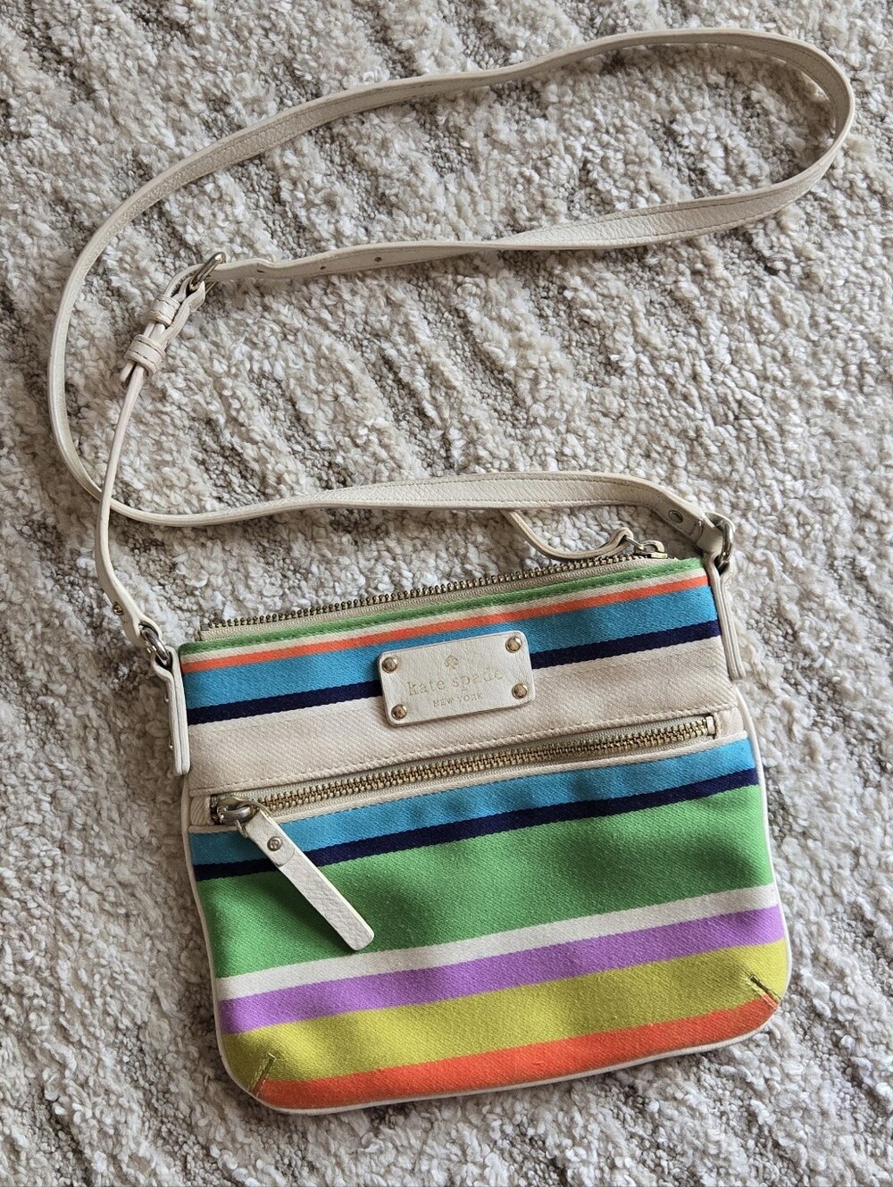 kate spade Rainbow Striped Canvas Crossbody Purse